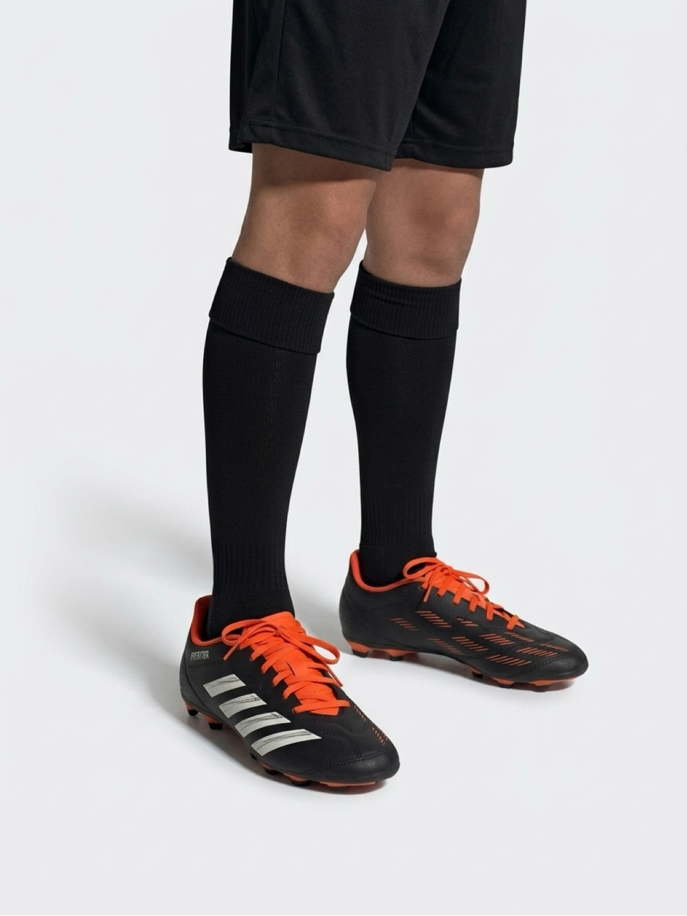 adidas Kids Black and Orange Soccer Cleats with Laces
